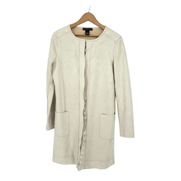 Joan Vass Beige Women's‎ Solid Long Coat - Size S - Picture 1 of 7